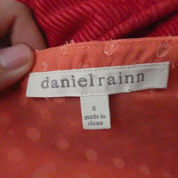 Daniel Rainn Swiss Dot Keyhole Sleeveless Blouse S Tangerine - Picture 5 of 11
